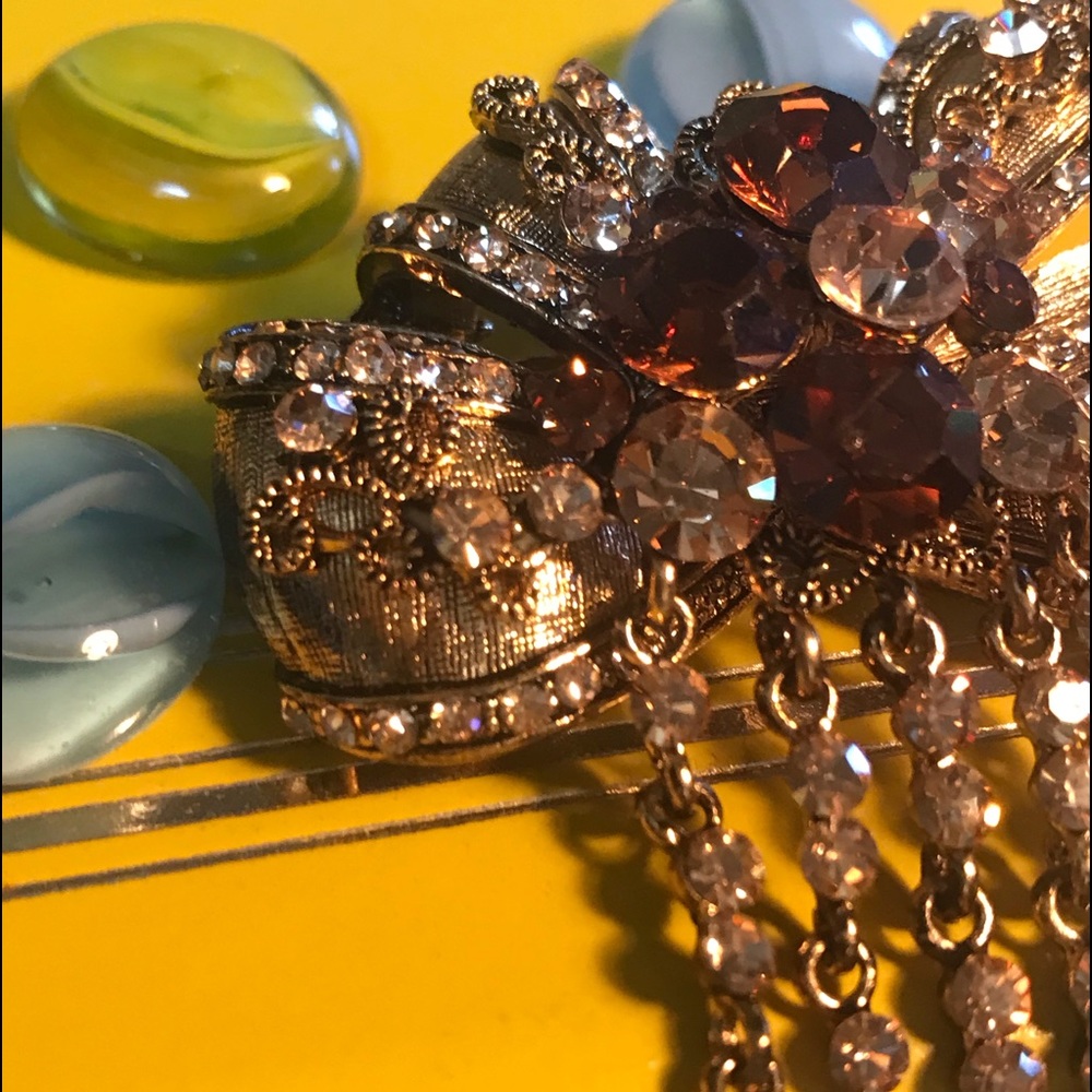 Brooch 🎀 Ribbon style Vintage-🌟 Rhinestone - Picture 5 of 8